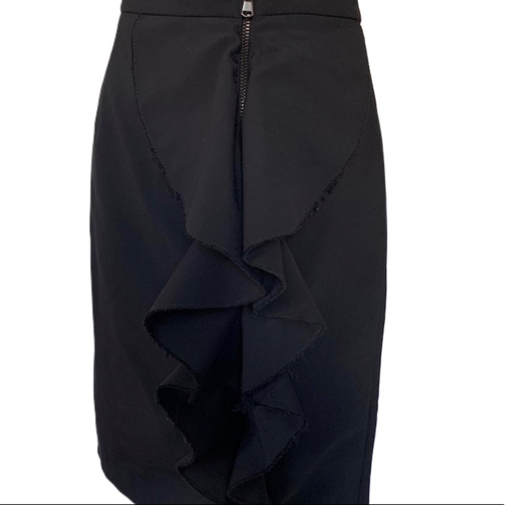 ZARA Black Zip Skirt with Side Ruffle S